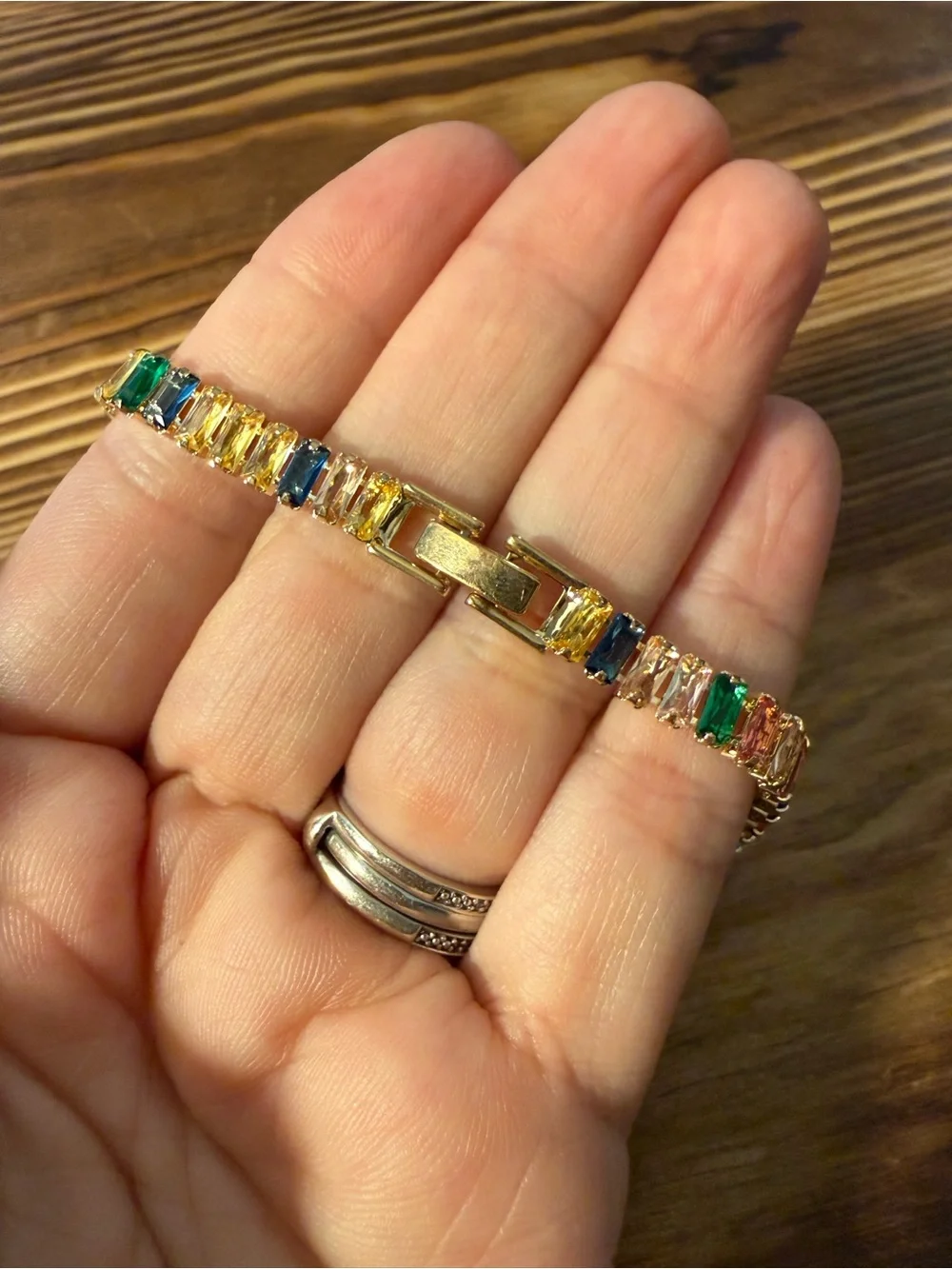 Gold Plated Multicolor Crystal Flower Bracelet - Statement Women Jewelry